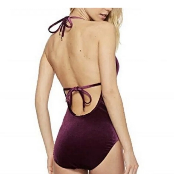 Laundry by Shelli Segal • Nwot Medium Purple Velvet Swimsuit - Picture 3 of 6